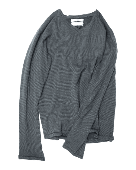 Ktwo Studios Dyed Striped V-neck LS